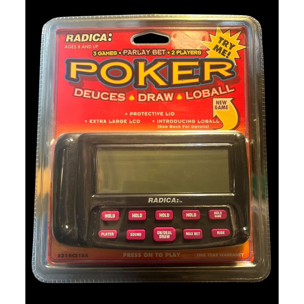 Radica Poker Handheld Game Deuces/Draw/Lobal 3-In-1 Protective Lid Extra Large L